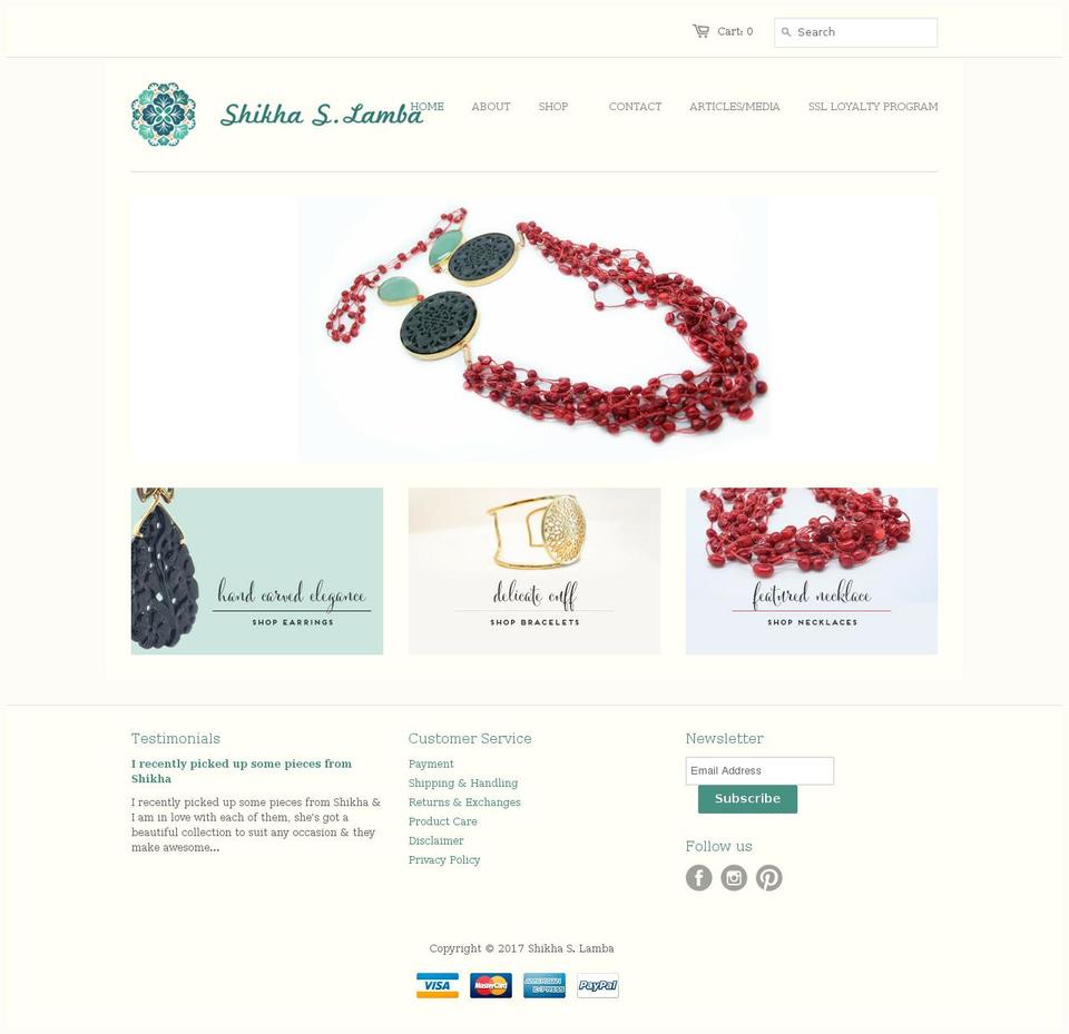 shikhaslamba.com shopify website screenshot