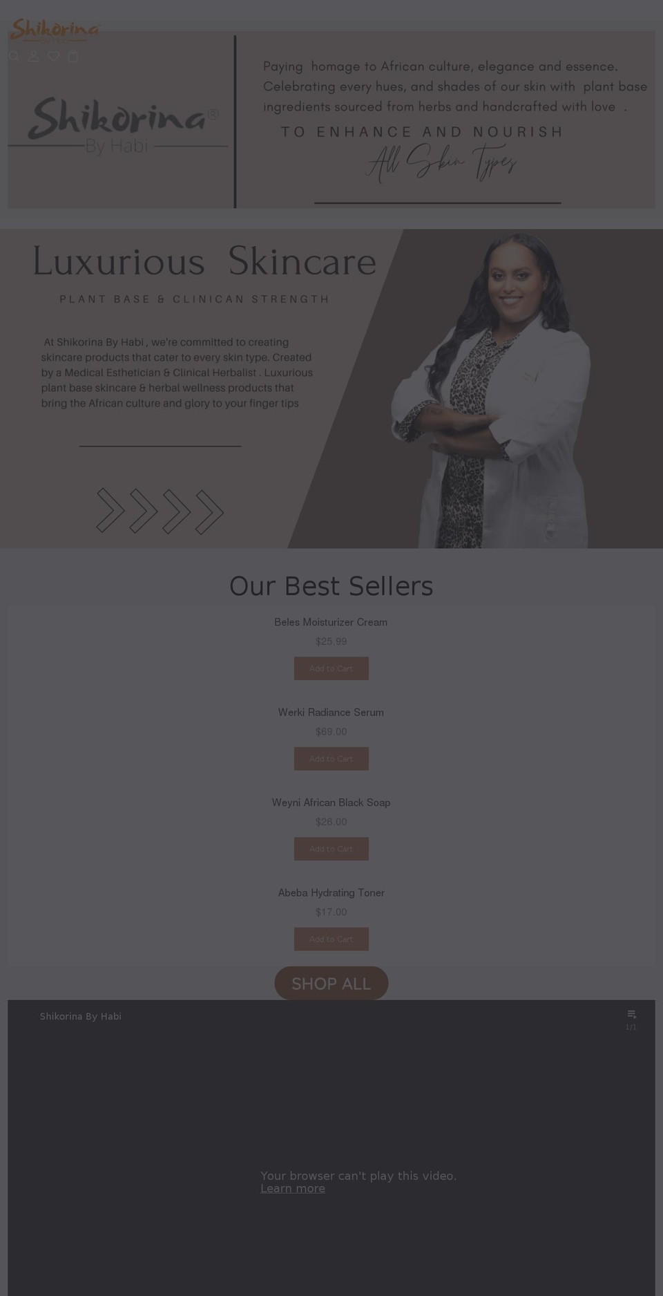 shikorinabyhabi.com shopify website screenshot