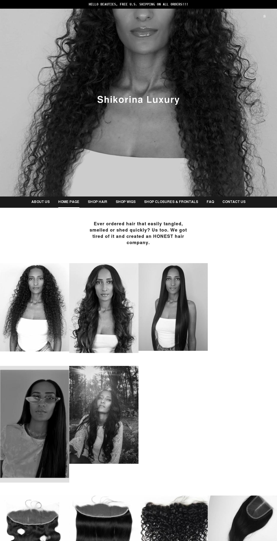 shikorinahair.com shopify website screenshot