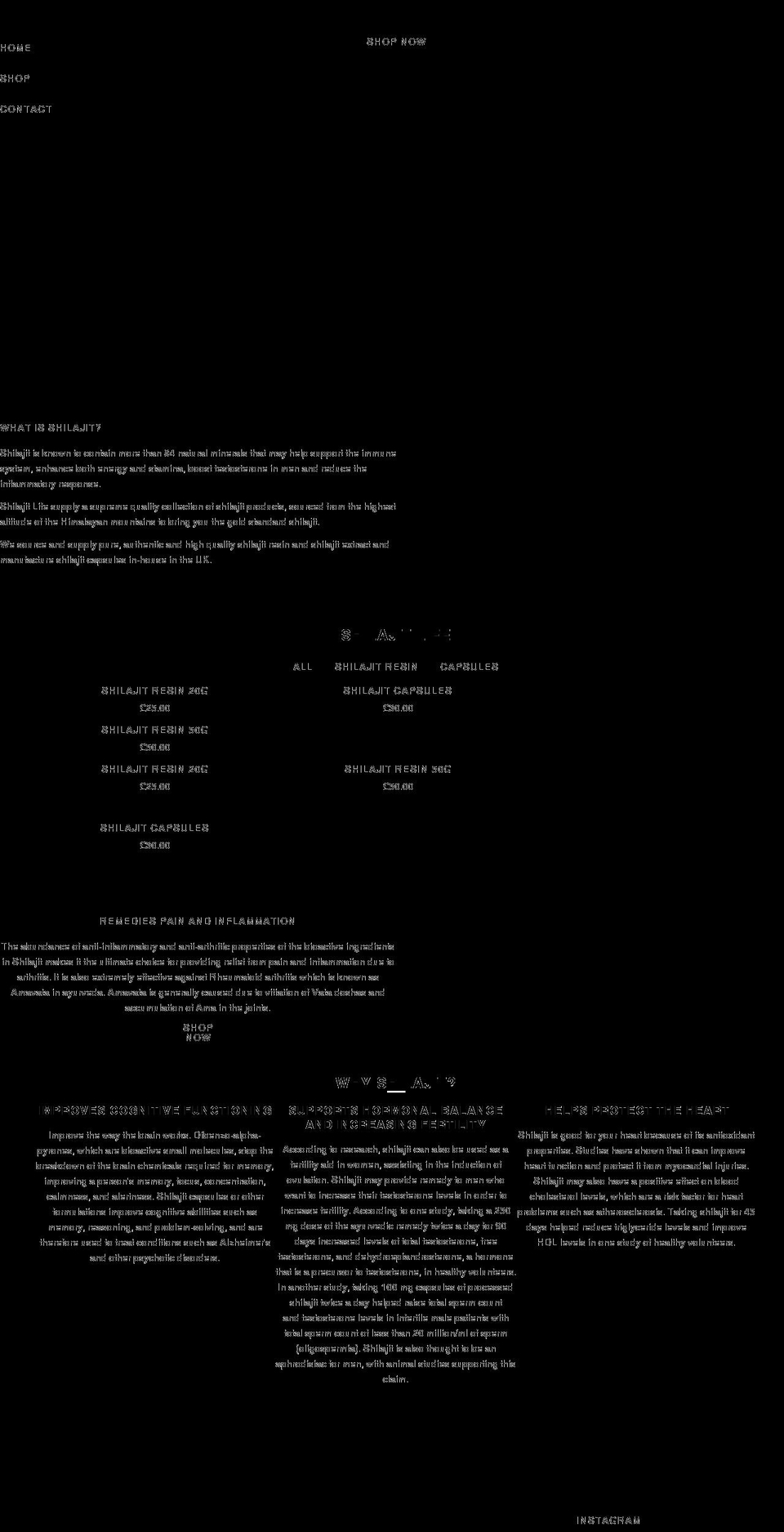 shilajitlife.com shopify website screenshot