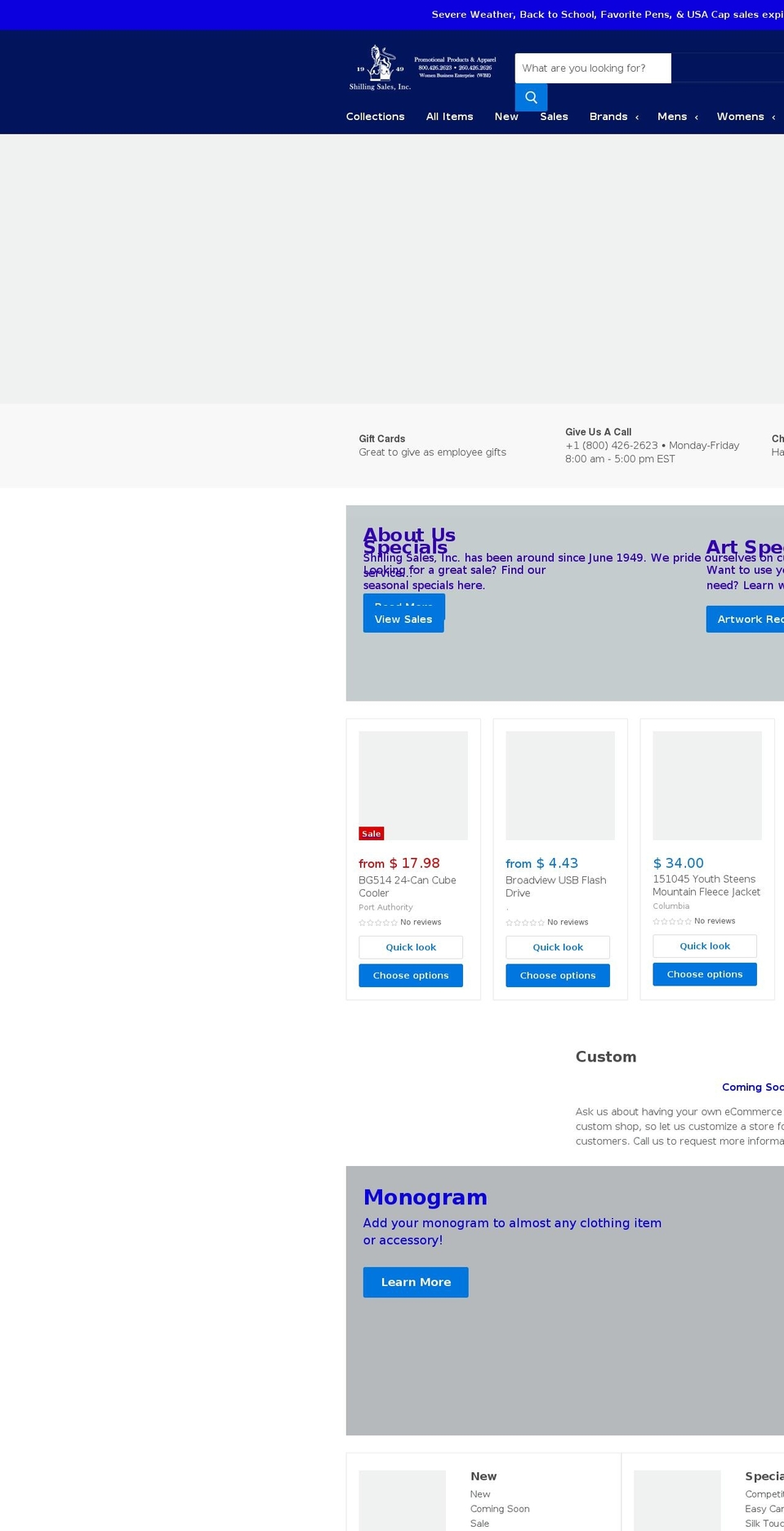 shillingsaleslogostore.com — Shopify storefront screenshot