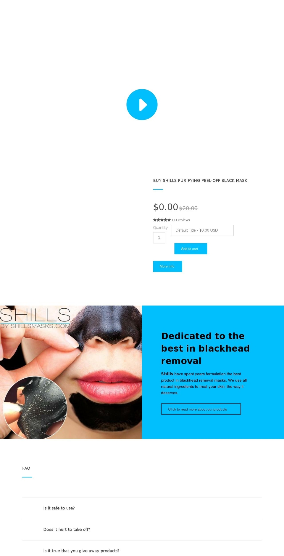 shillsmasks.com — Shopify storefront screenshot