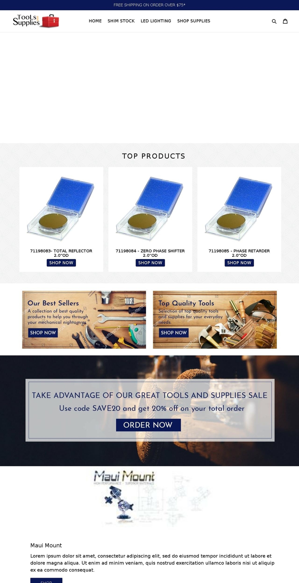 shimandspacer.com — Shopify storefront screenshot