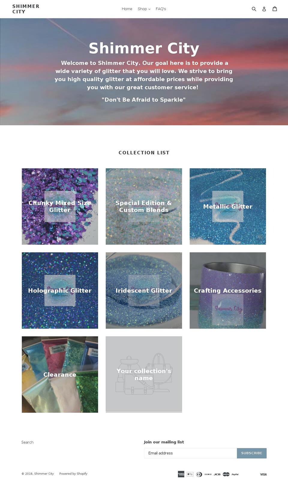 shimmercity.com shopify website screenshot