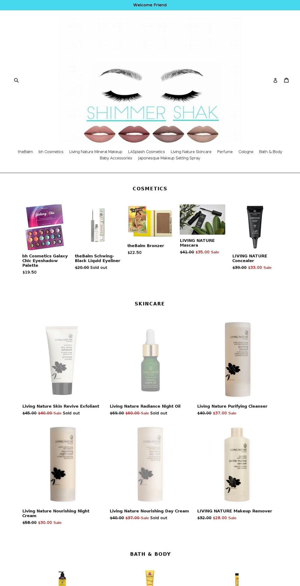 shimmershak.com — Shopify storefront screenshot