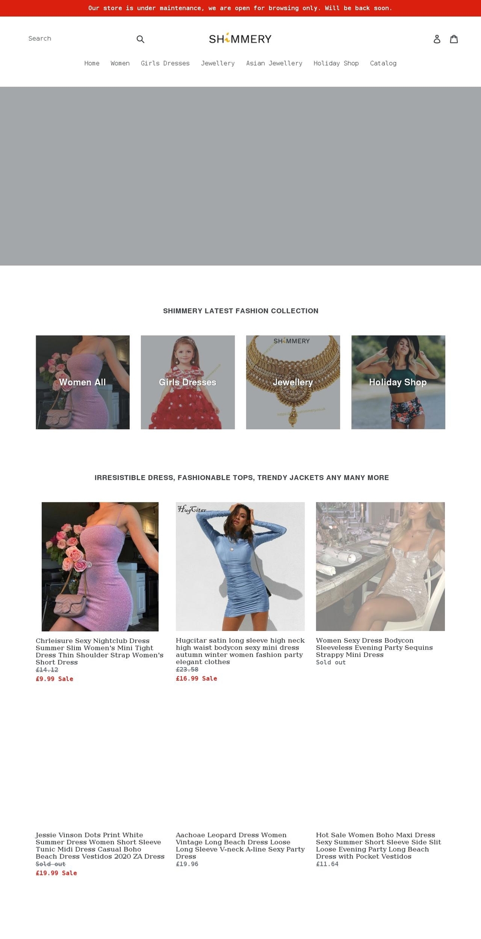shimmery.co.uk shopify website screenshot