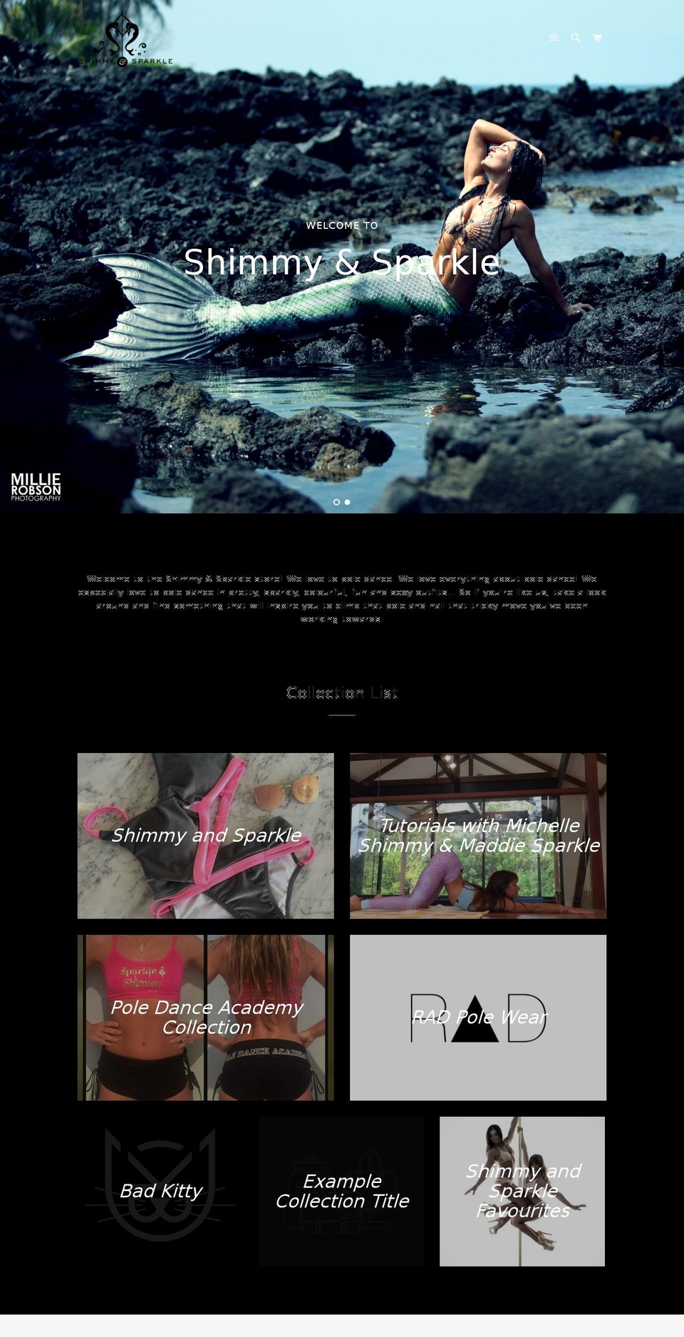 shimmyandsparkle.com — Shopify storefront screenshot