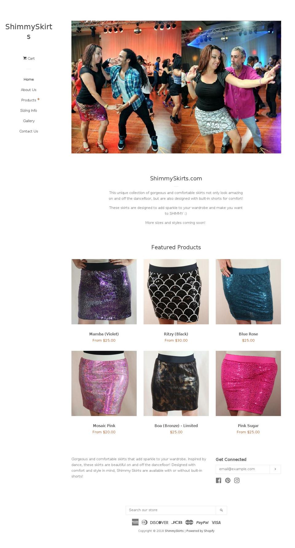 shimmyskirts.com — Shopify storefront screenshot