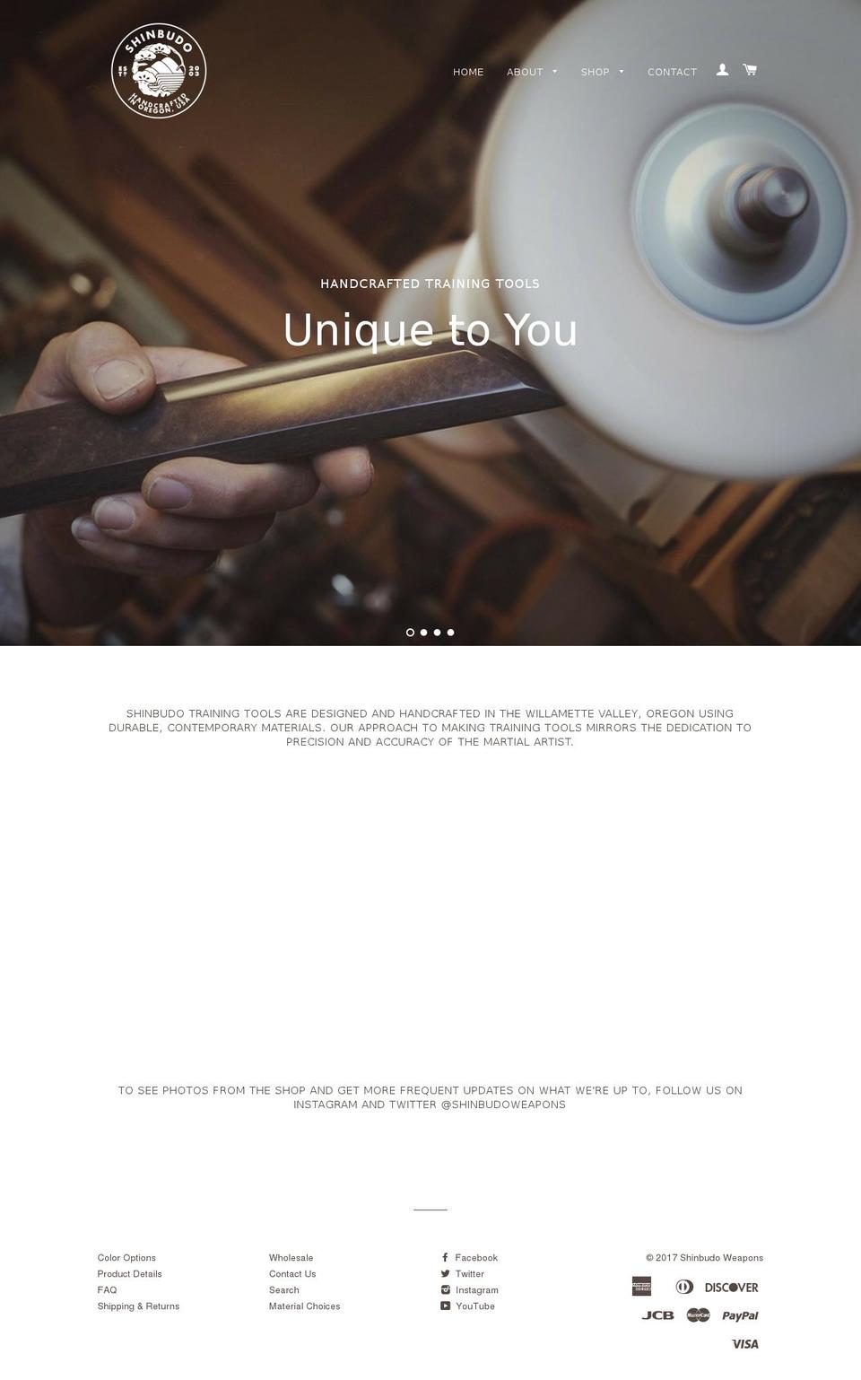 shinbudoweapons.com shopify website screenshot