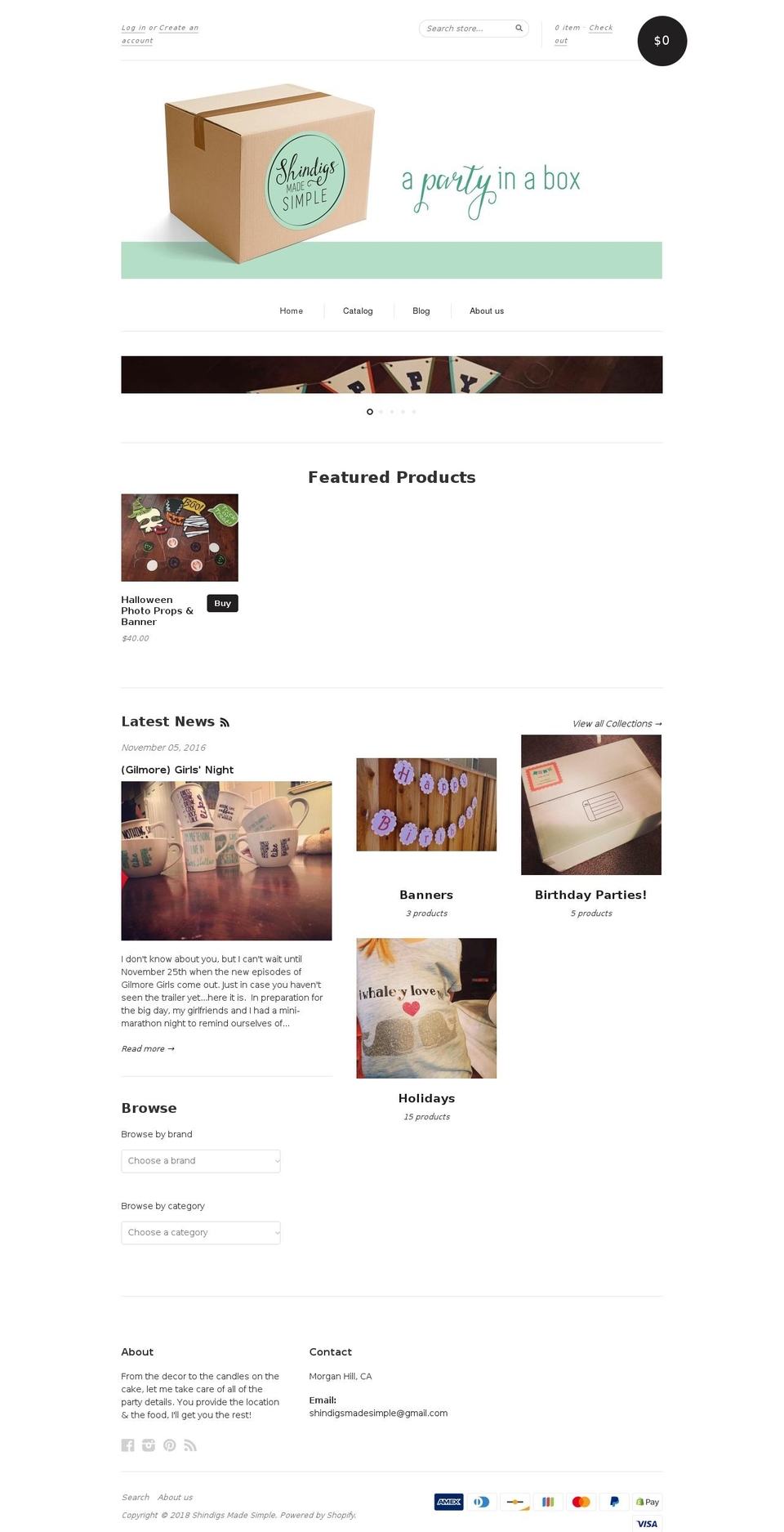 shindigsmadesimple.com shopify website screenshot
