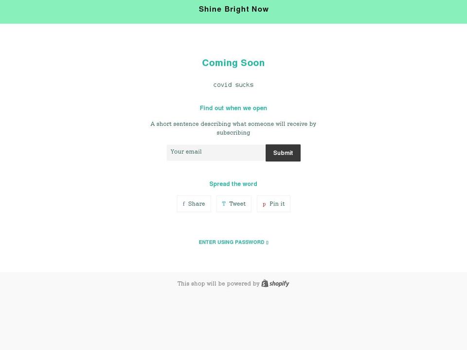 shine-bright-now.myshopify.com shopify website screenshot