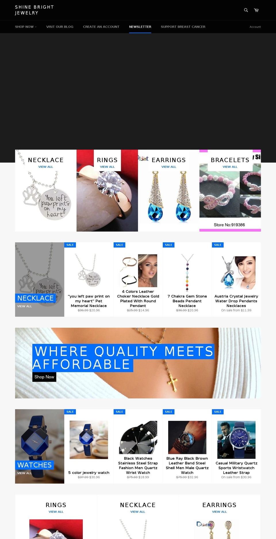 shinebrightjewelry.com — Shopify storefront screenshot