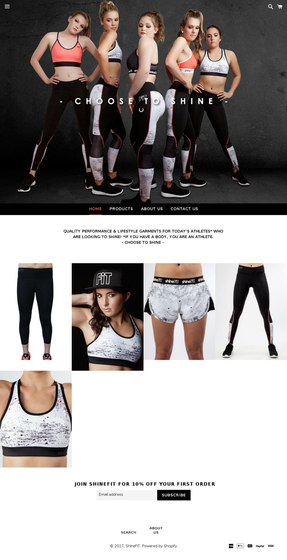 shinefitstore.com shopify website screenshot