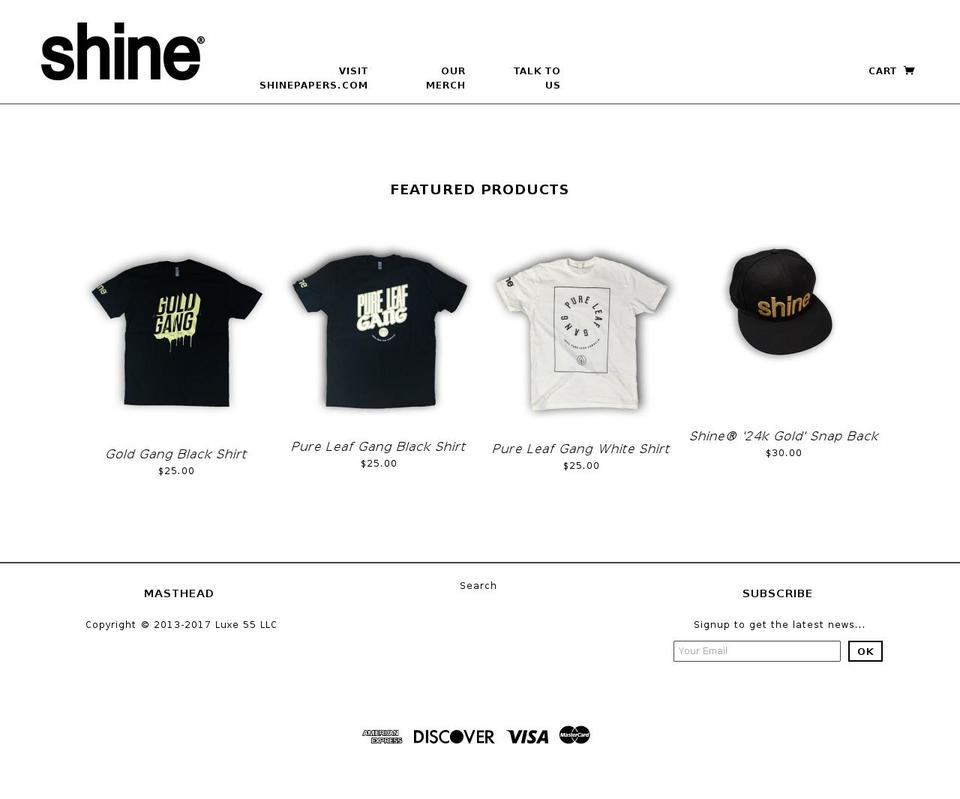shinegoldgang.com — Shopify storefront screenshot