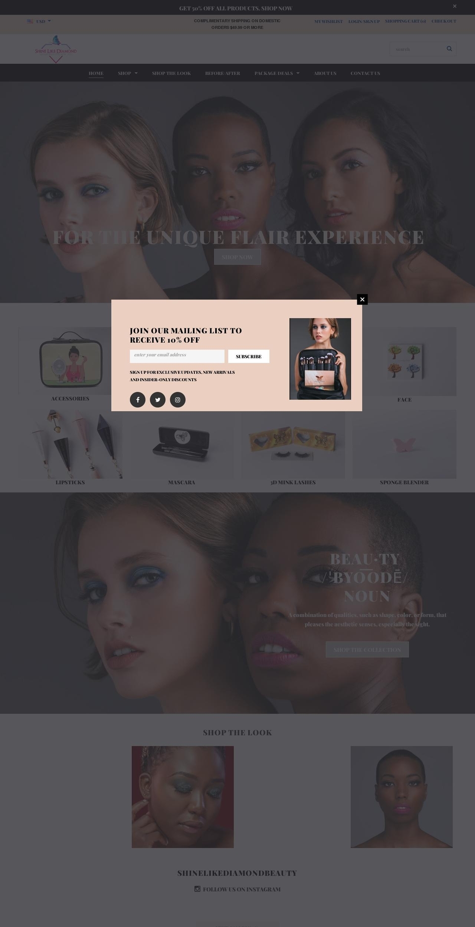 shinelikediamond.com shopify website screenshot