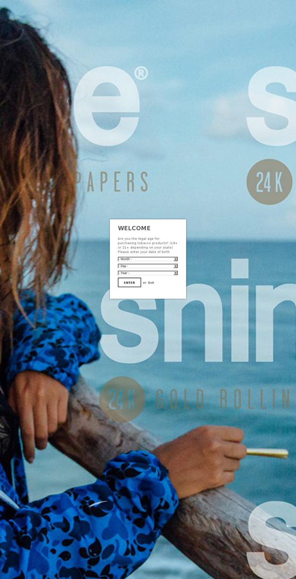 shinerollingpapers.com shopify website screenshot