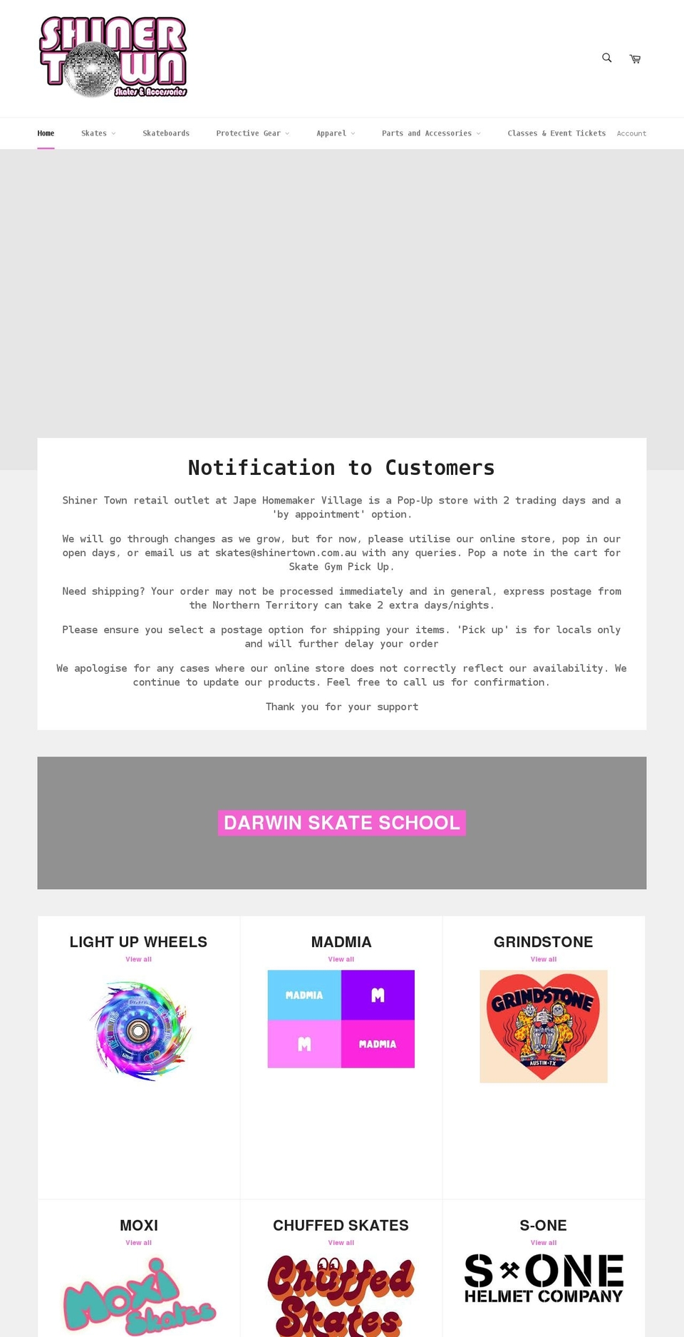shinertown.com.au shopify website screenshot