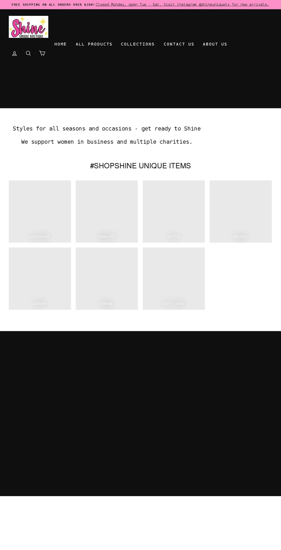 shinetx.com shopify website screenshot