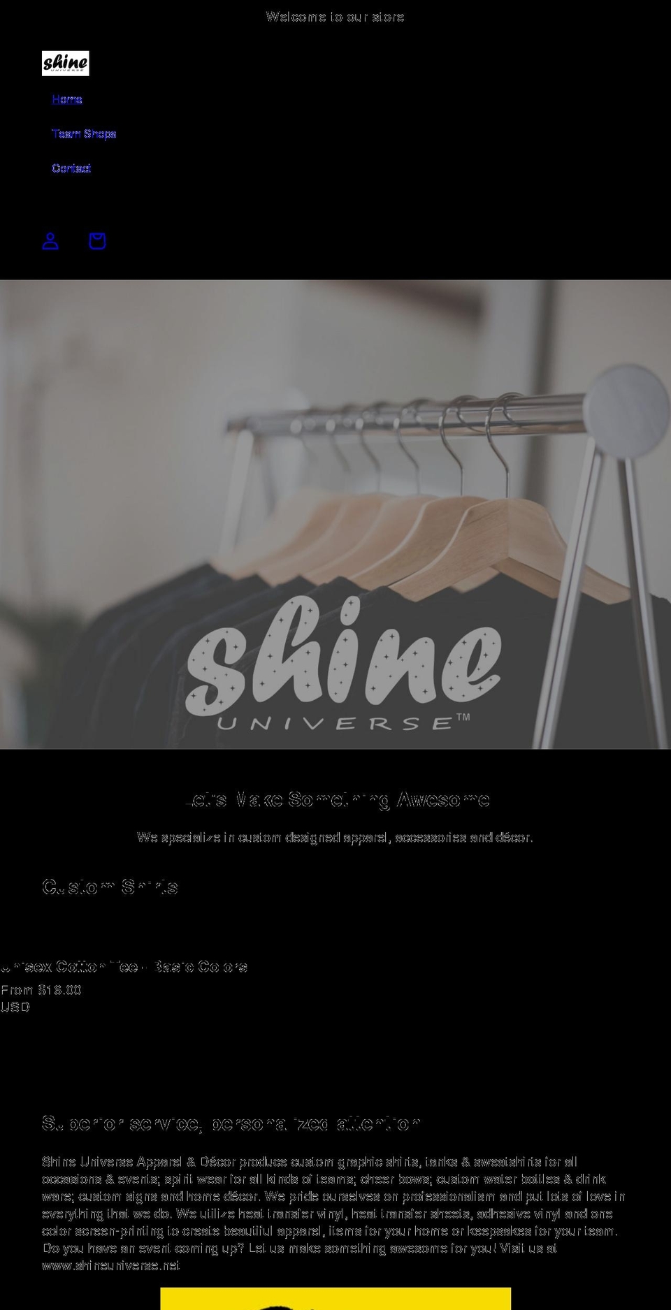 shineuniverse.net shopify website screenshot