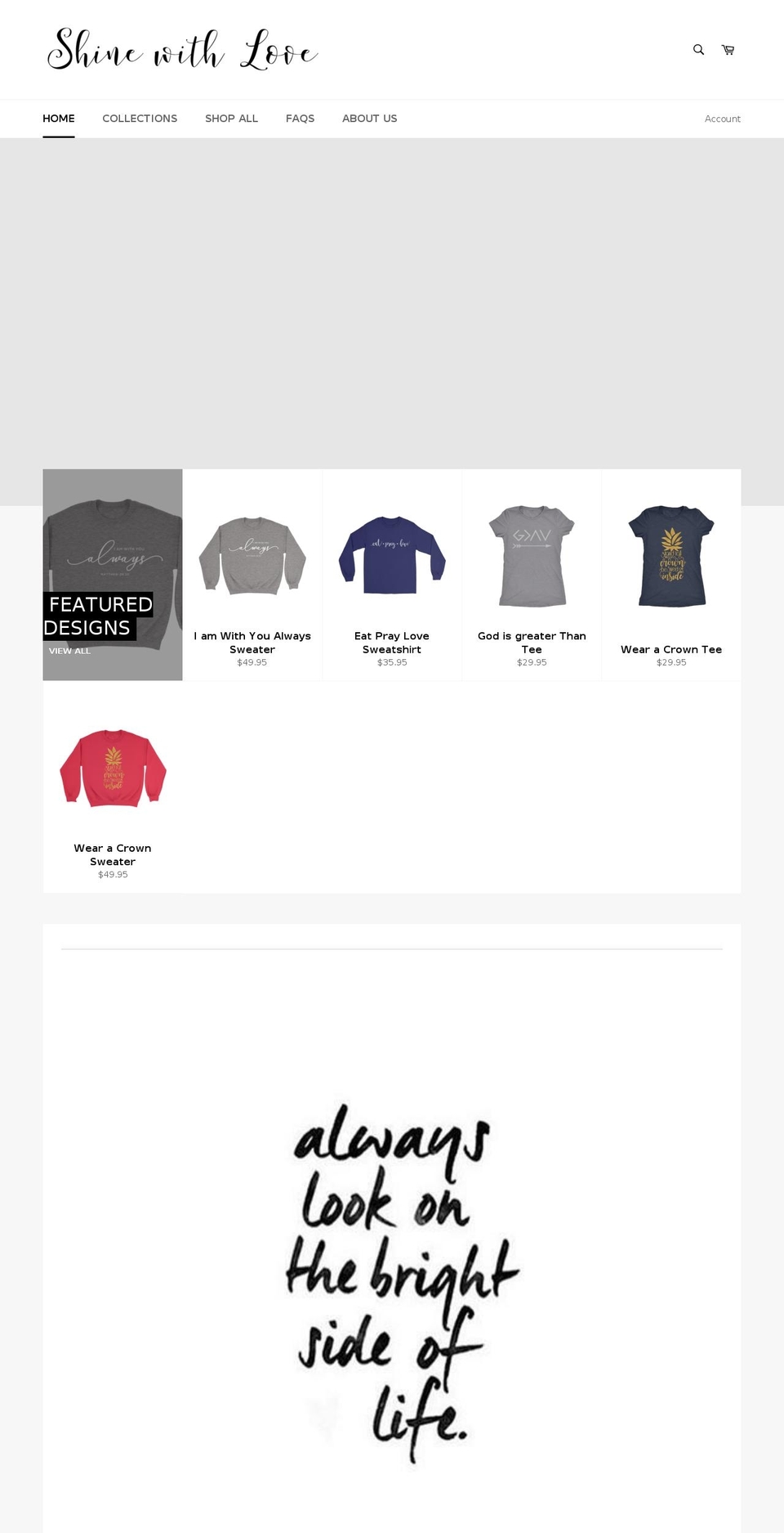shinewithloveshop.com — Shopify storefront screenshot