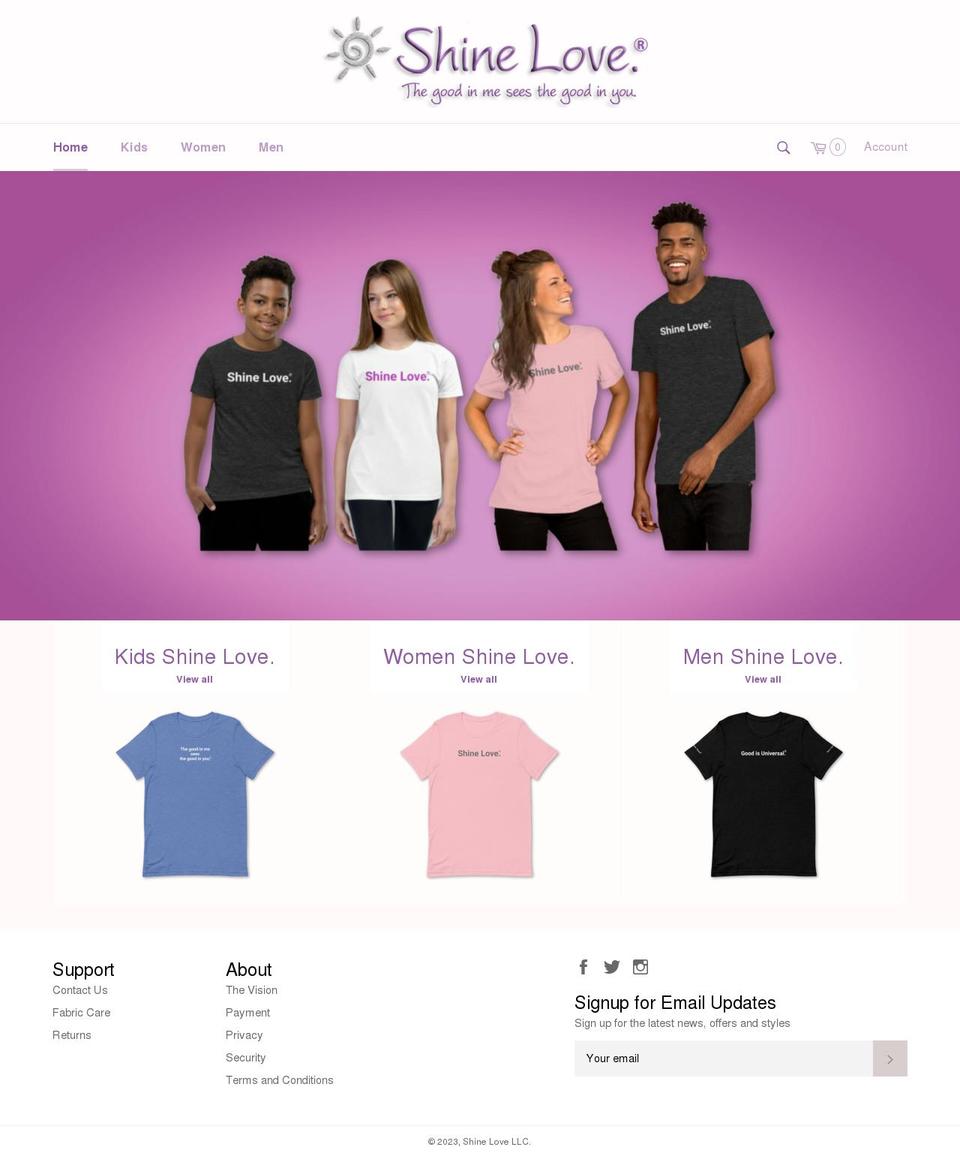 shineyourlove.com — Shopify storefront screenshot