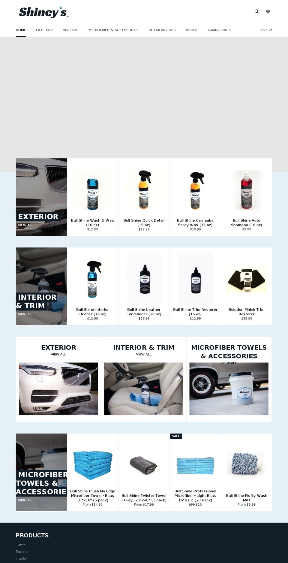 shineysdetail.com — Shopify storefront screenshot