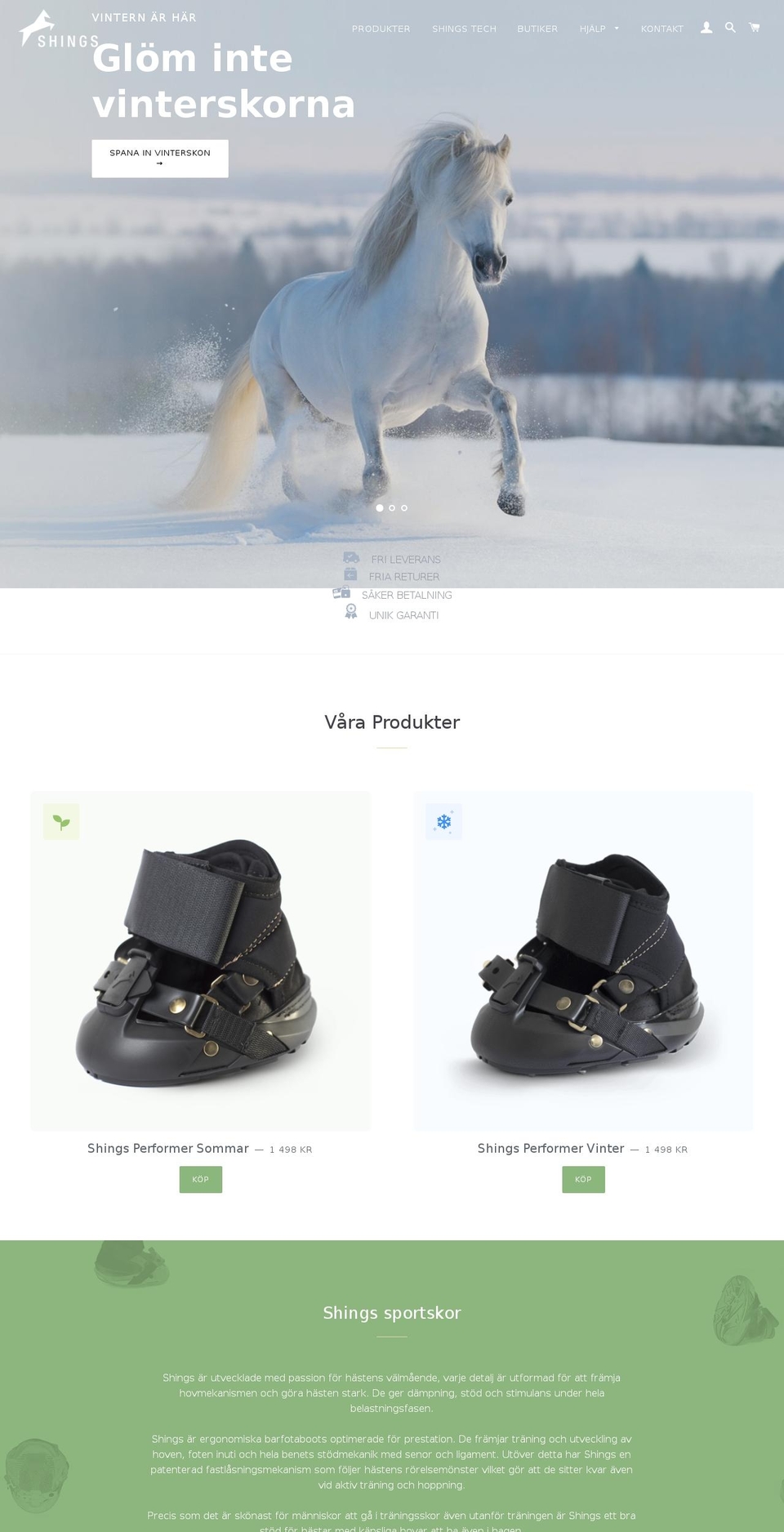 shings.se shopify website screenshot