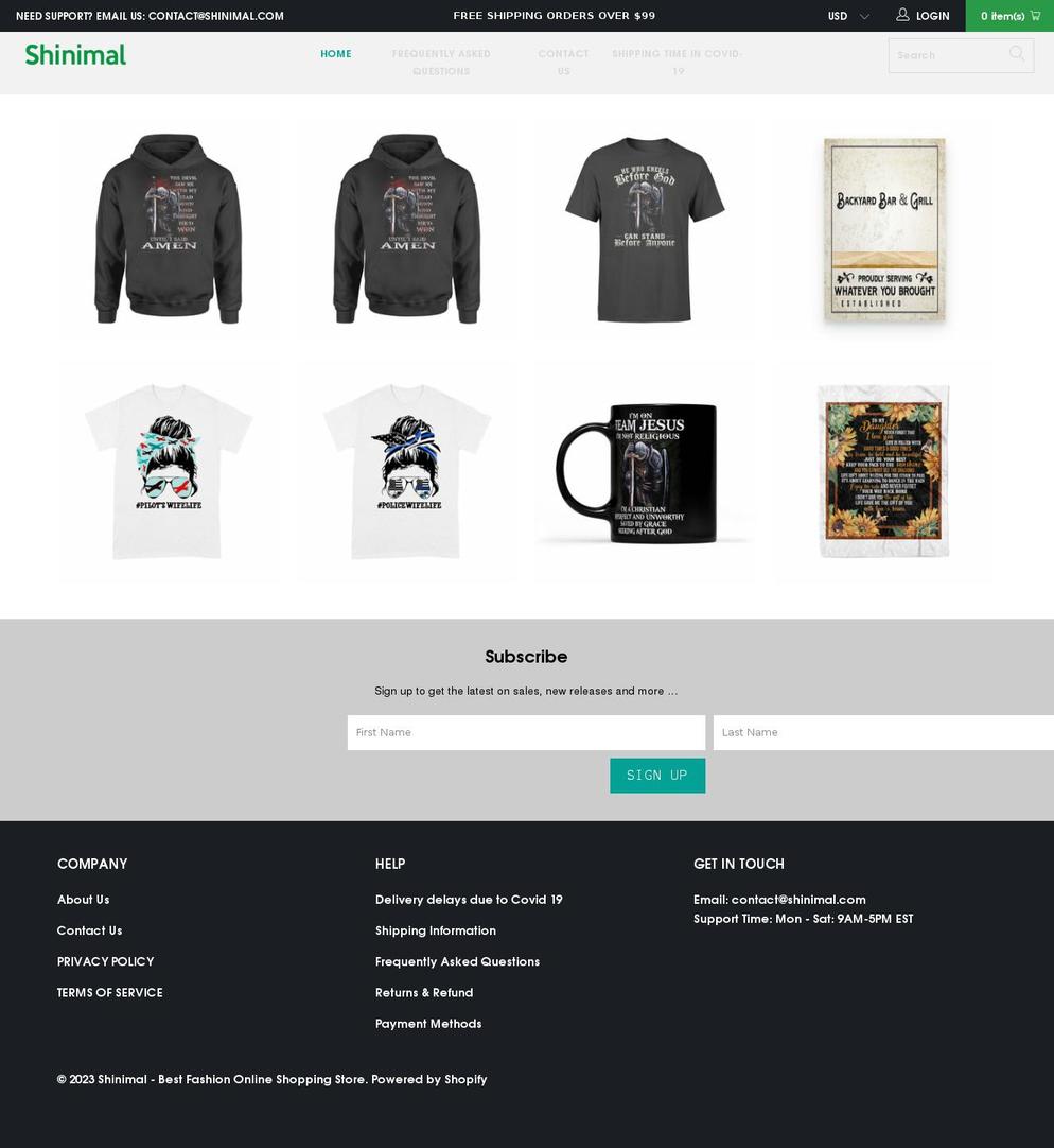 shinimal.com shopify website screenshot