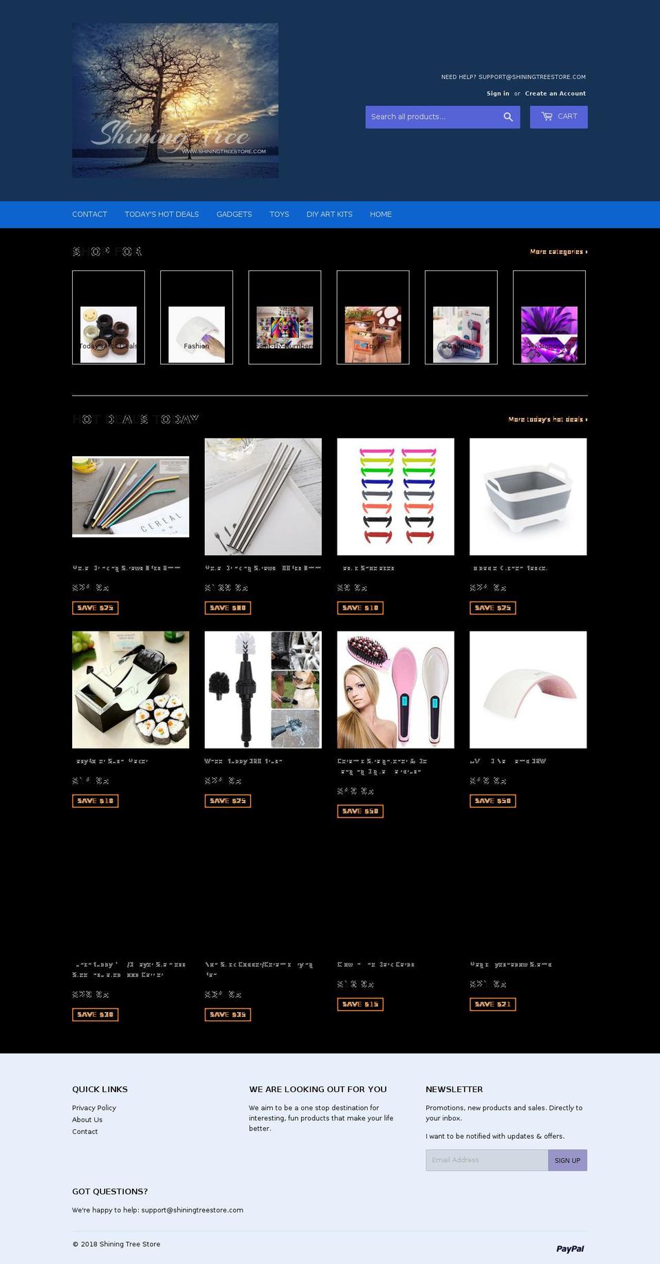 shiningtreestore.com — Shopify storefront screenshot
