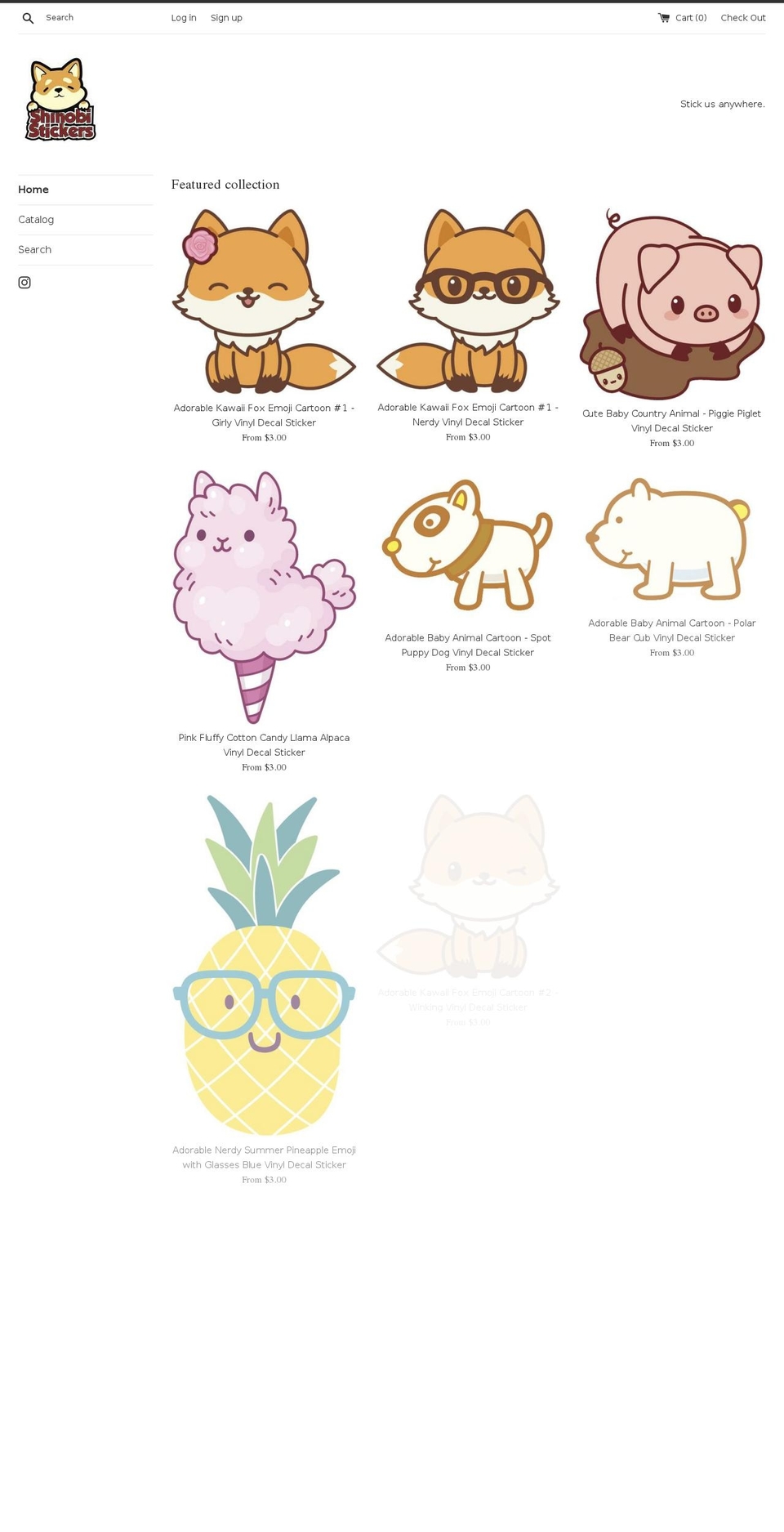 shinobi-stickers.com — Shopify storefront screenshot