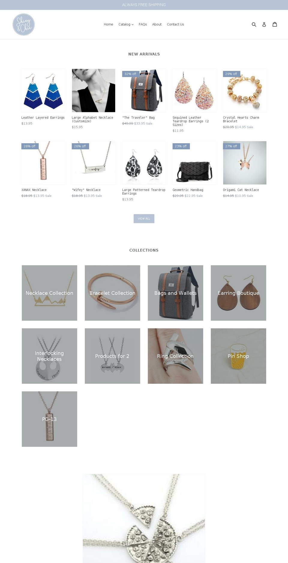shinyandchic.com — Shopify storefront screenshot