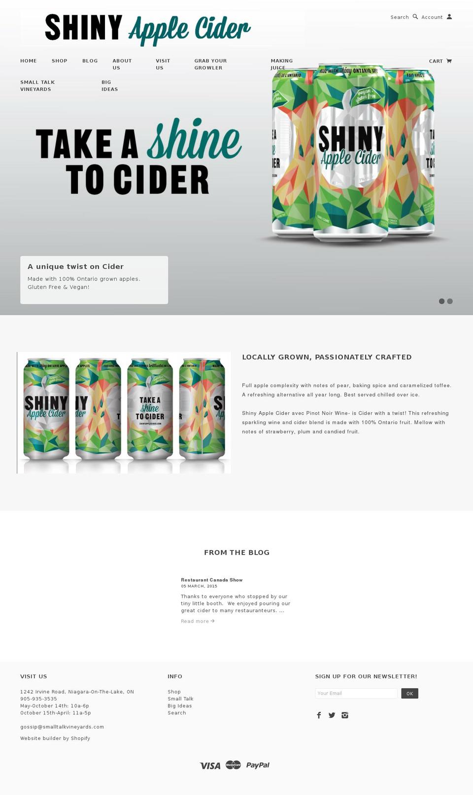 shinyapplecider.org shopify website screenshot