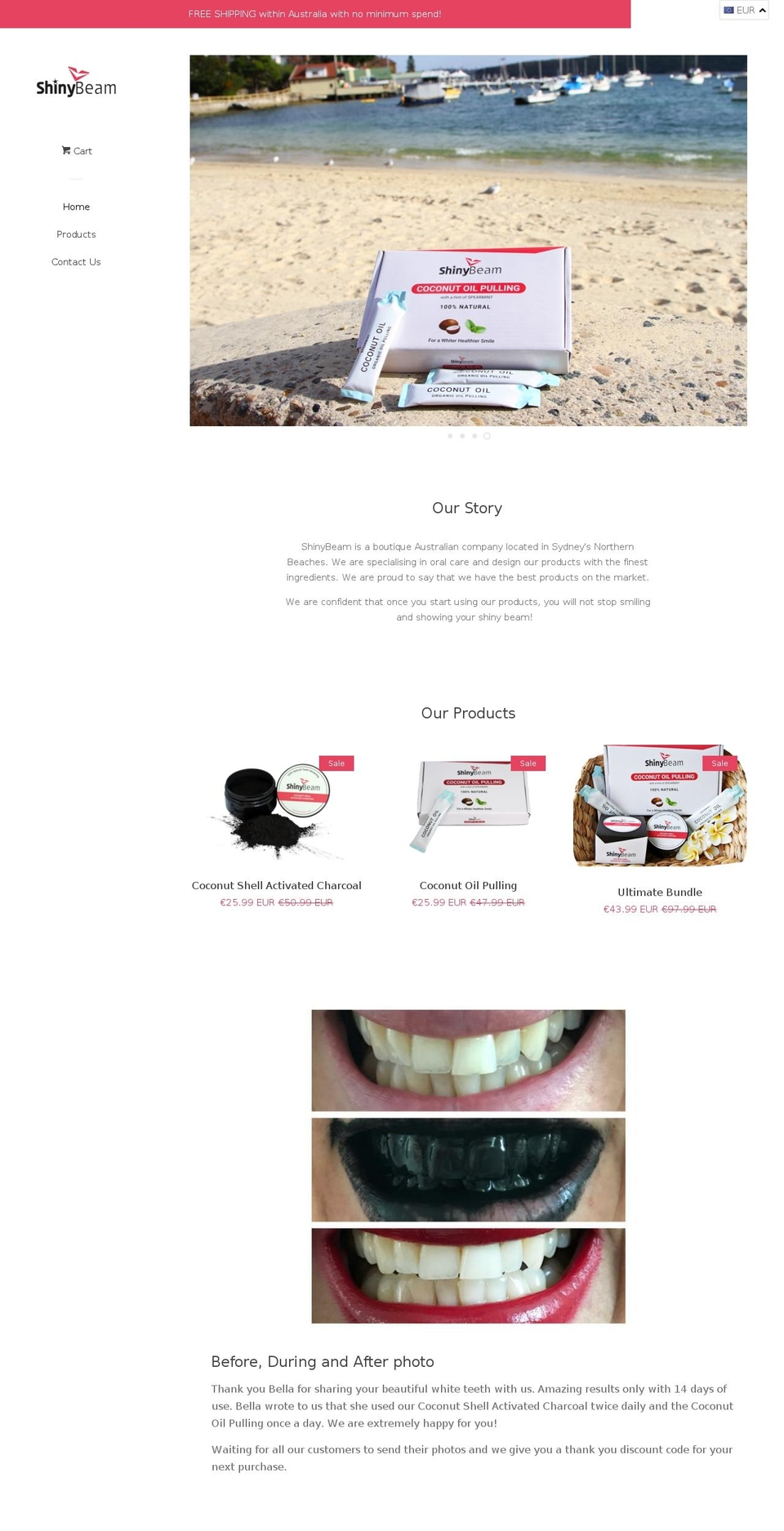 shinybeam.com — Shopify storefront screenshot