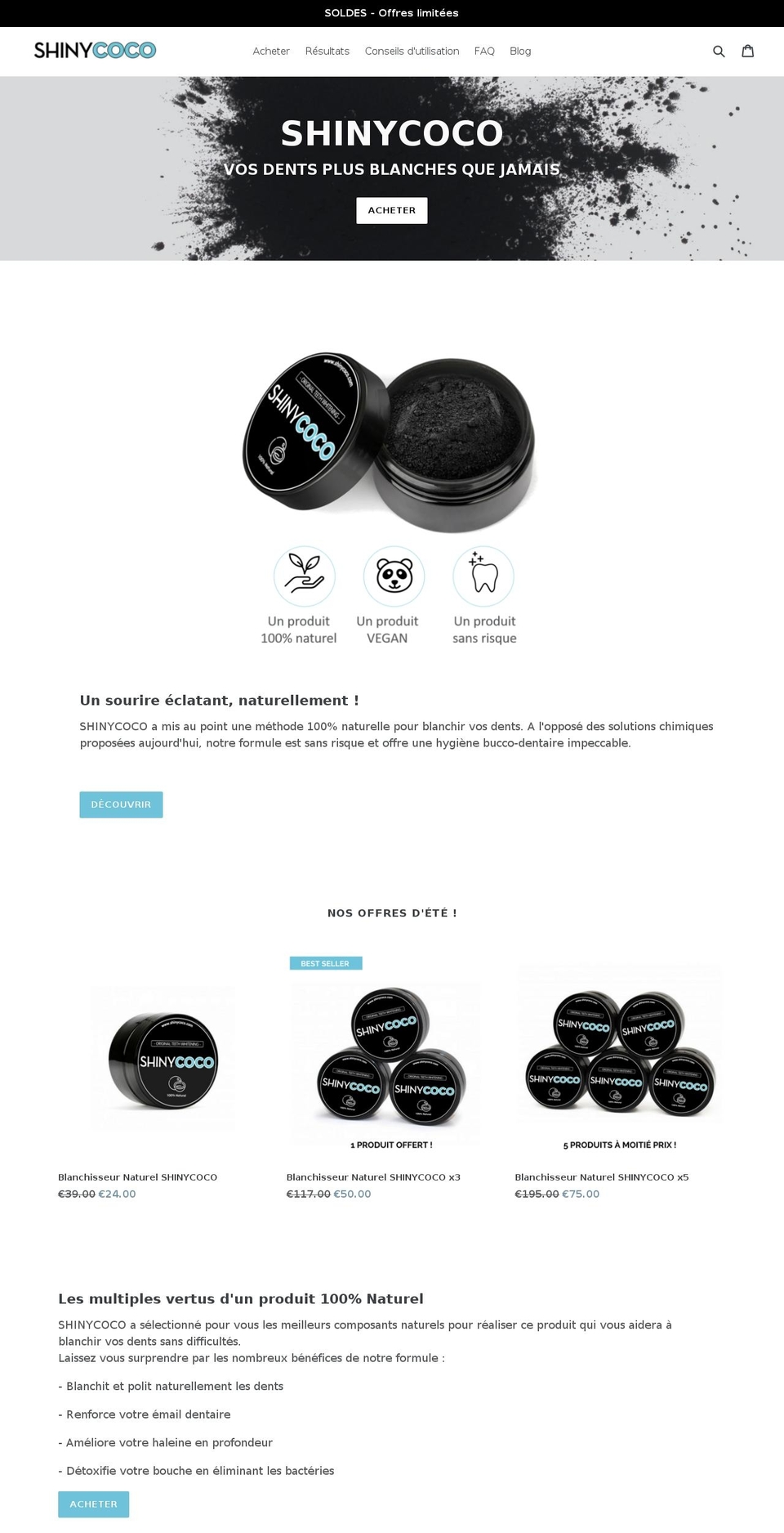 shinycoco.com — Shopify storefront screenshot