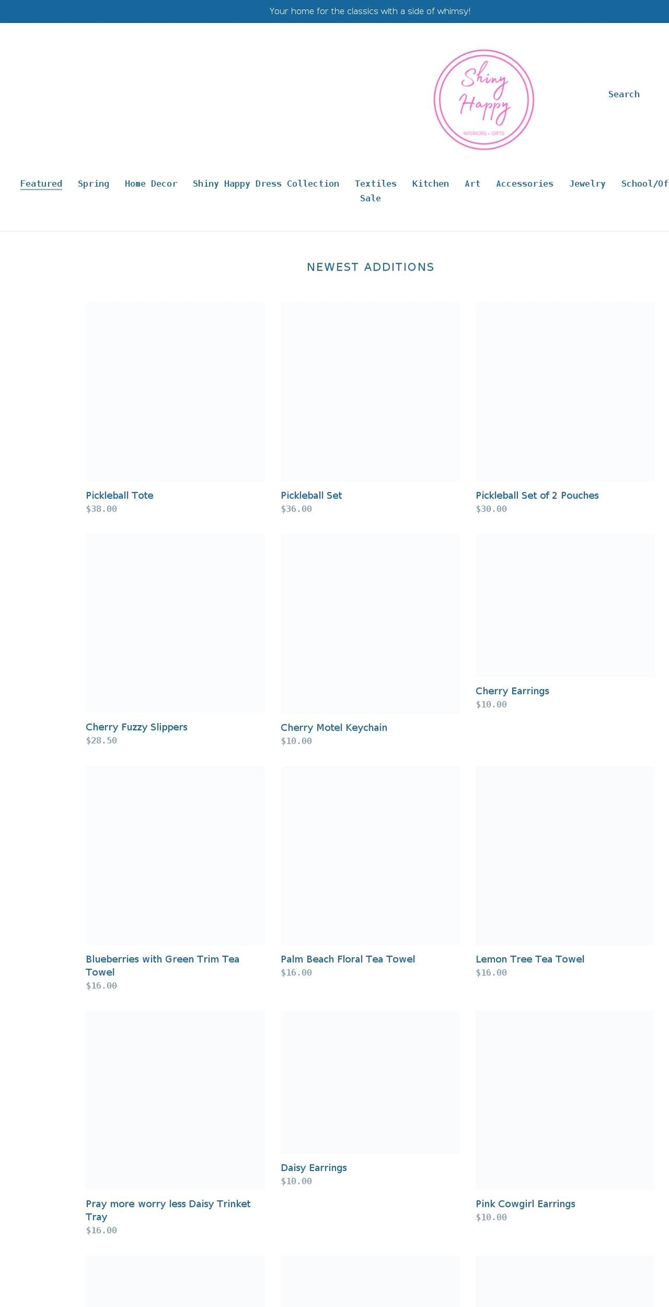 shinyhappyinteriors.com shopify website screenshot