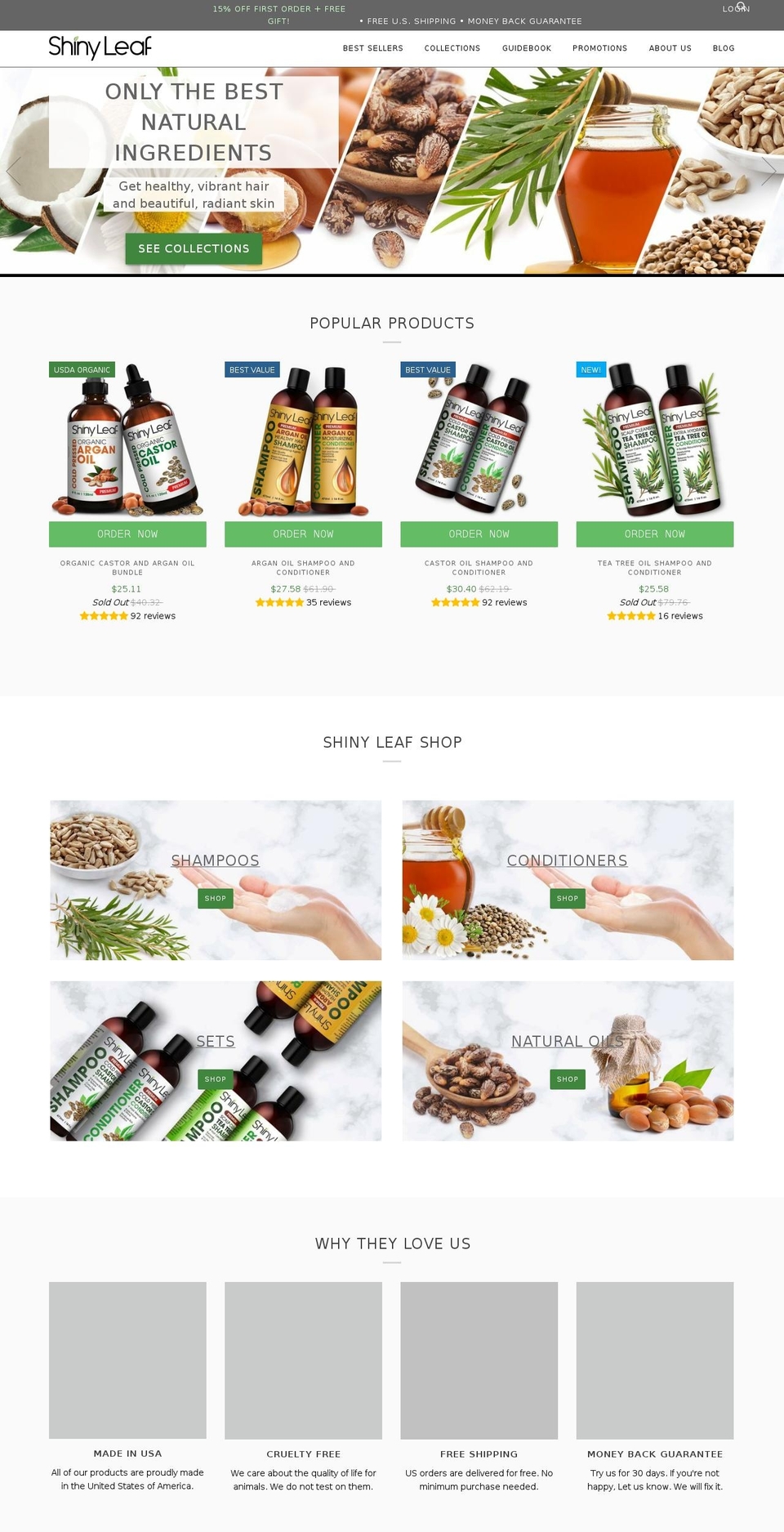 shinyleaf.com — Shopify storefront screenshot