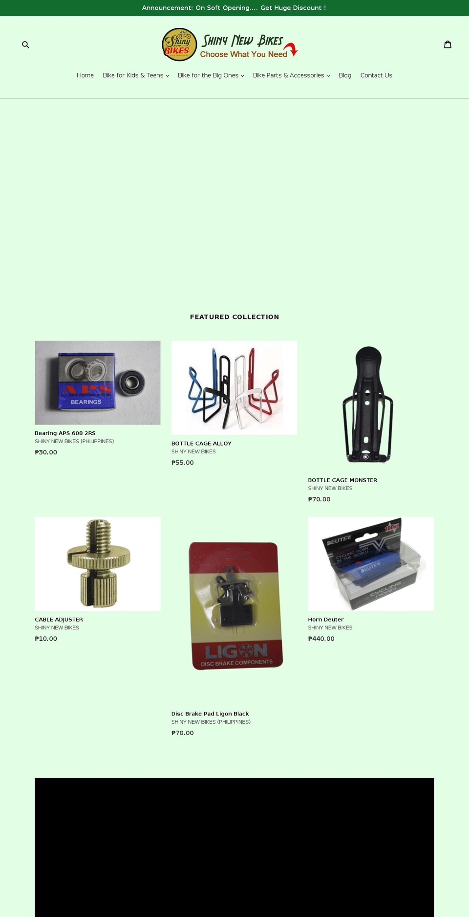 shinynewbikes.com — Shopify storefront screenshot