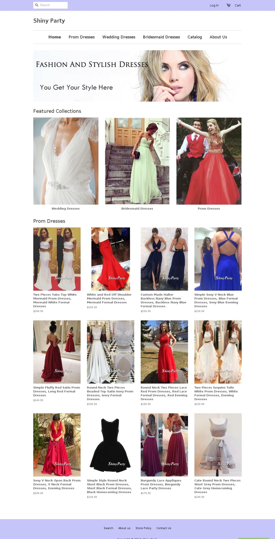 shinyparty.com shopify website screenshot