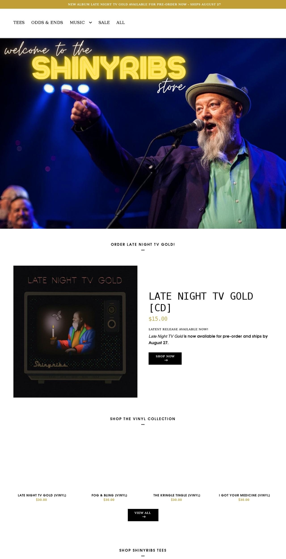 shinyribsmerch.com shopify website screenshot