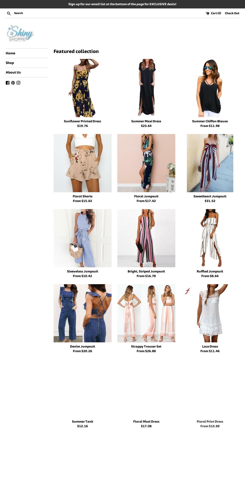 shinyshoppe.com — Shopify storefront screenshot