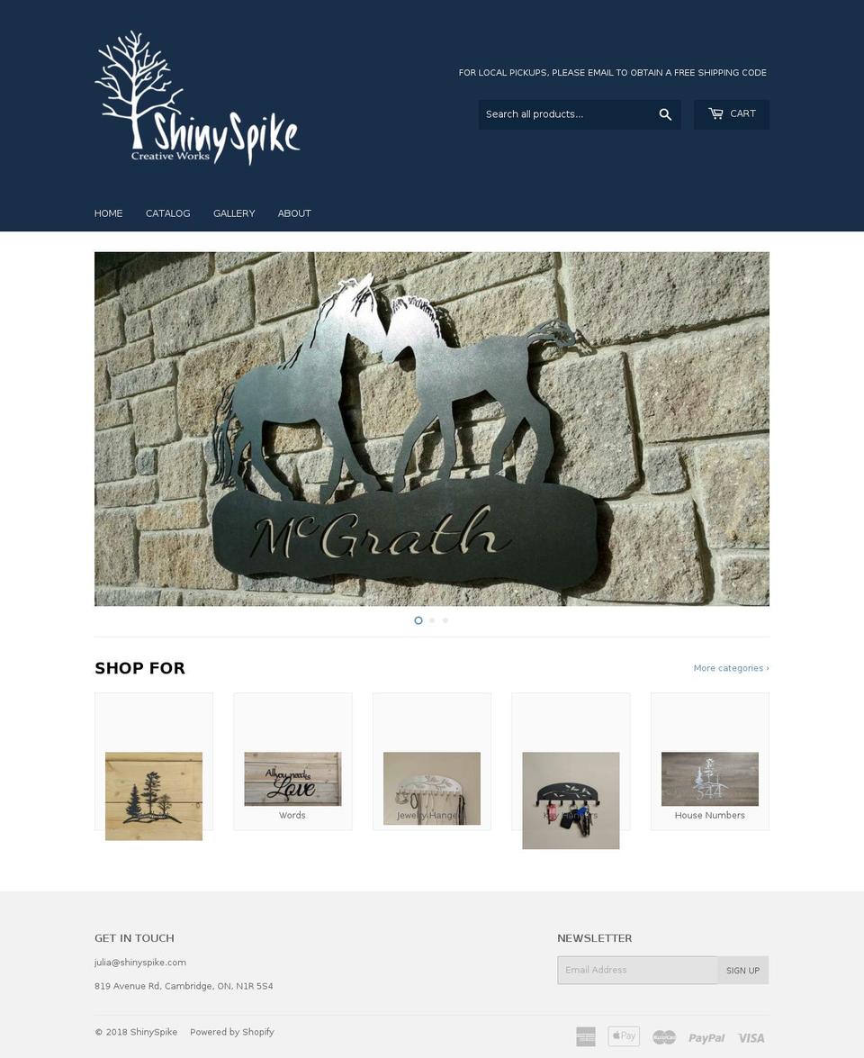 shinyspike.com shopify website screenshot