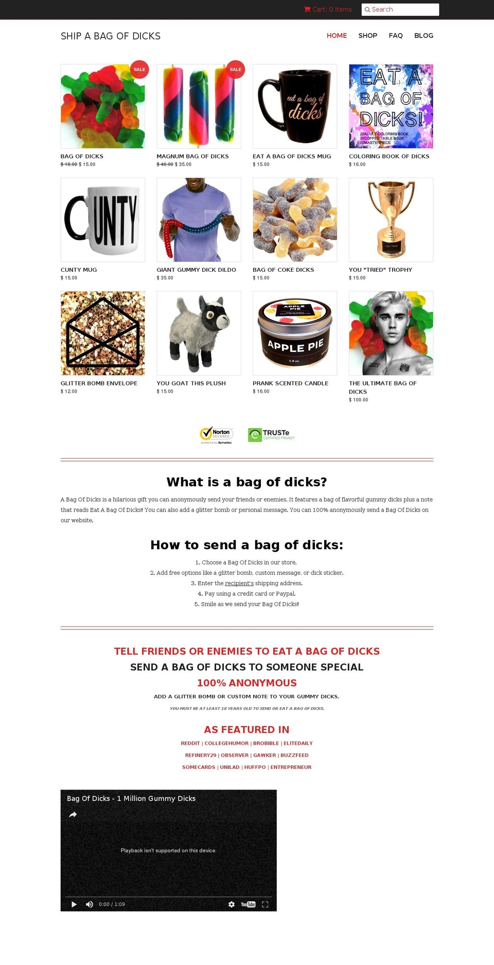 shipabagofdicks.com shopify website screenshot