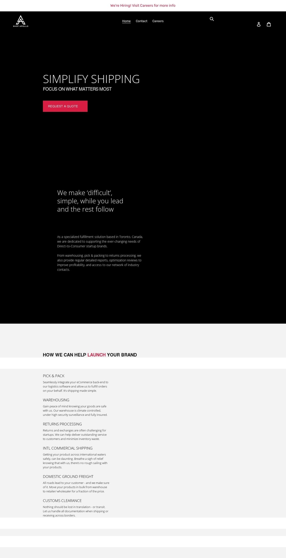shipapollo.com shopify website screenshot