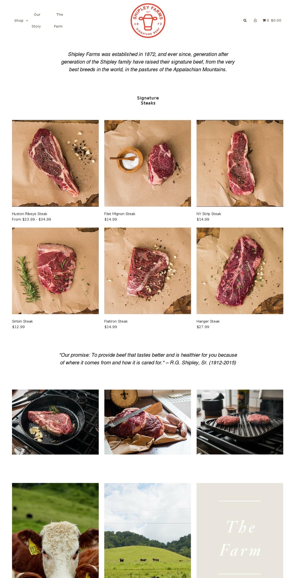 shipleyfarmsbeef.com shopify website screenshot