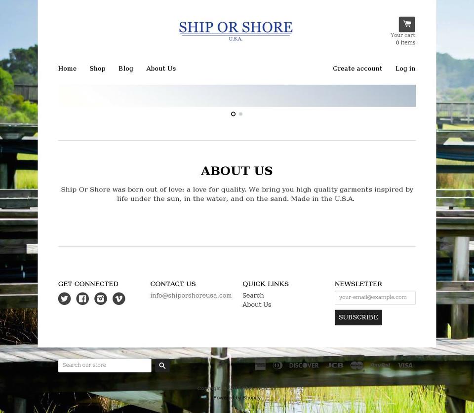 shiporshoreusa.com shopify website screenshot