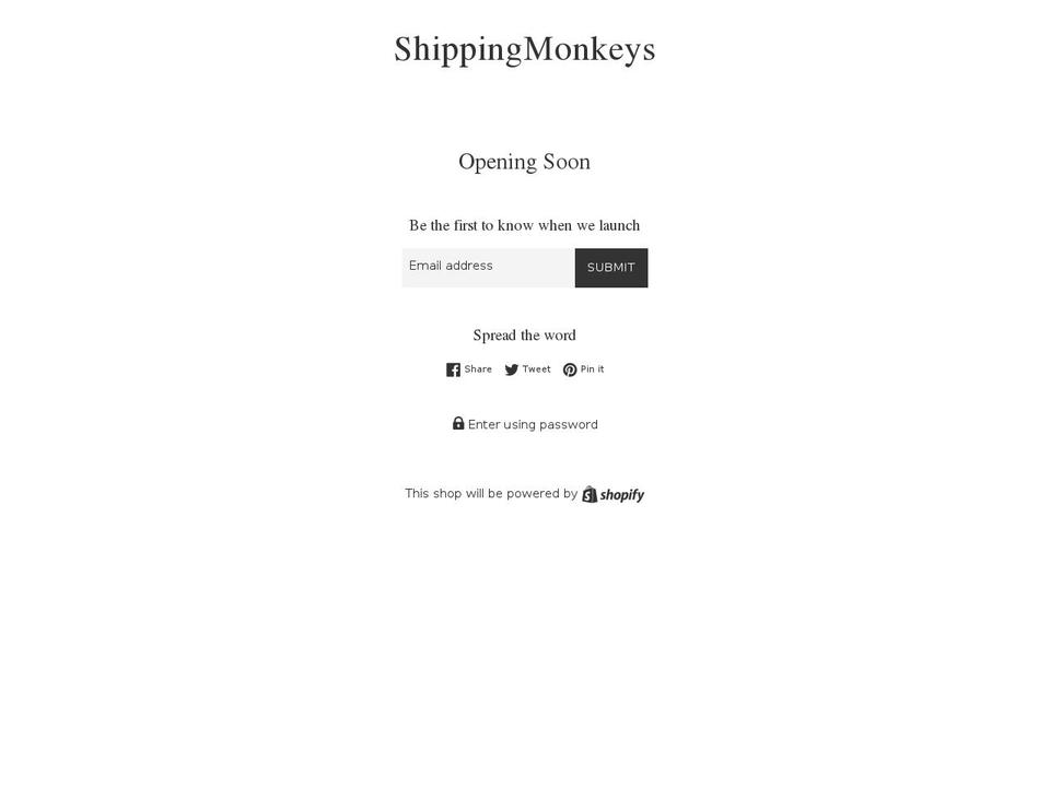shippingmonkeys.com — Shopify storefront screenshot