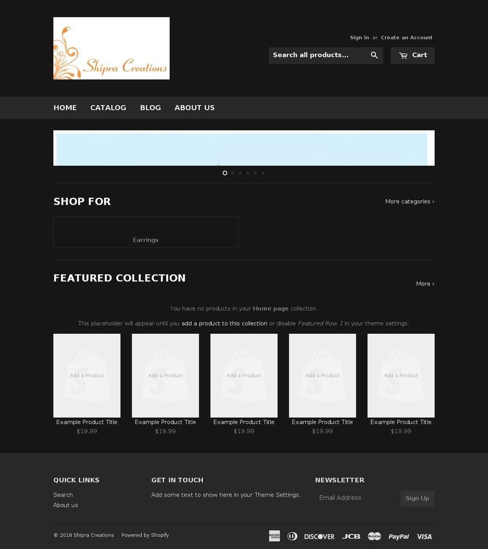 shipra-creations.com shopify website screenshot