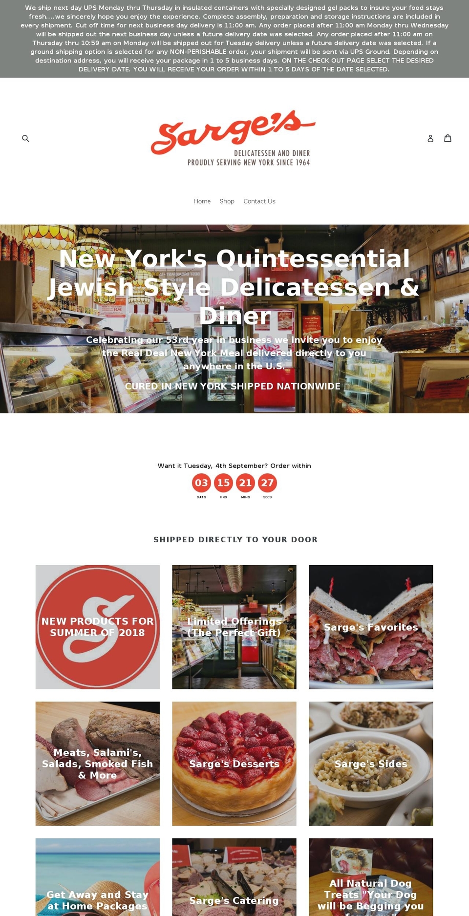 shipsargesdeli.com — Shopify storefront screenshot