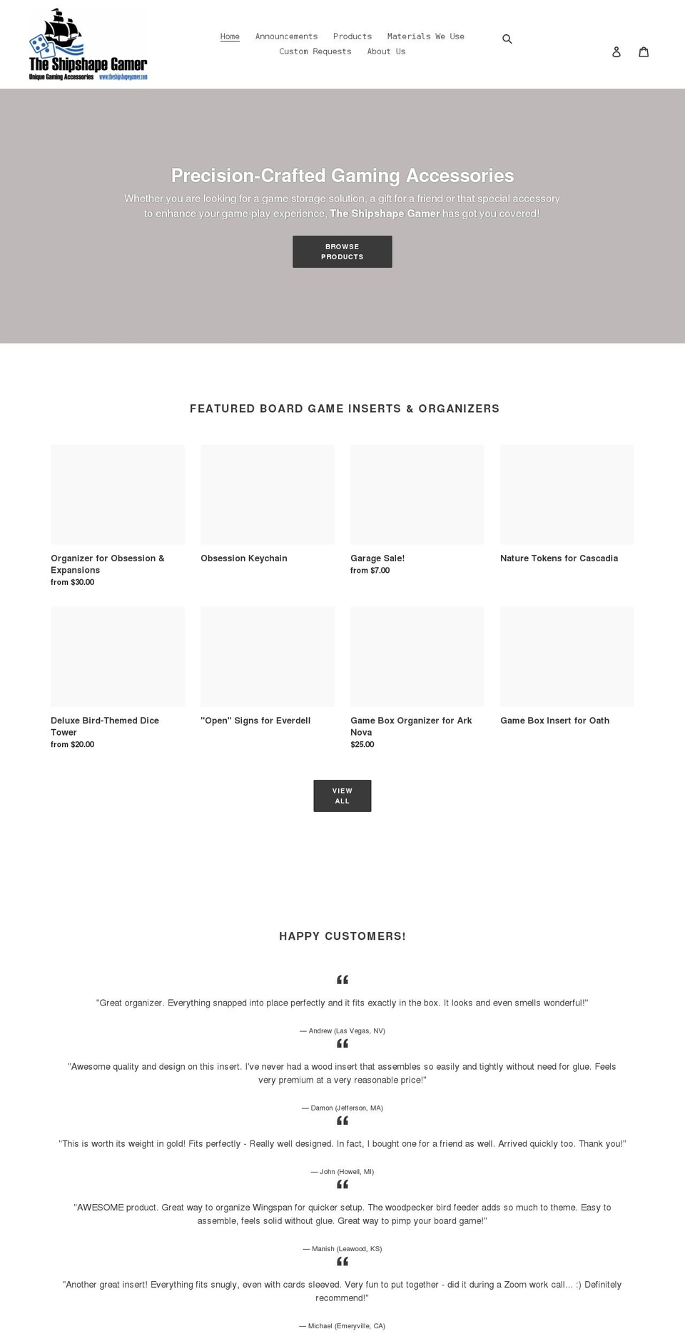 shipshapegamer.com shopify website screenshot