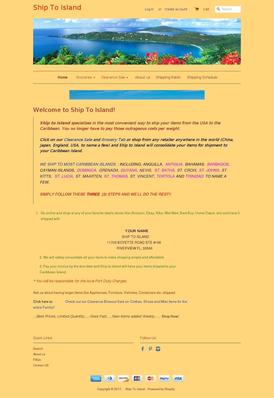 shiptoisland.com shopify website screenshot